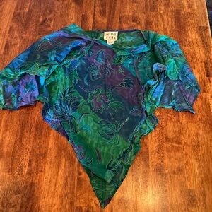 Floral print, sheer flowy BoHo blouse